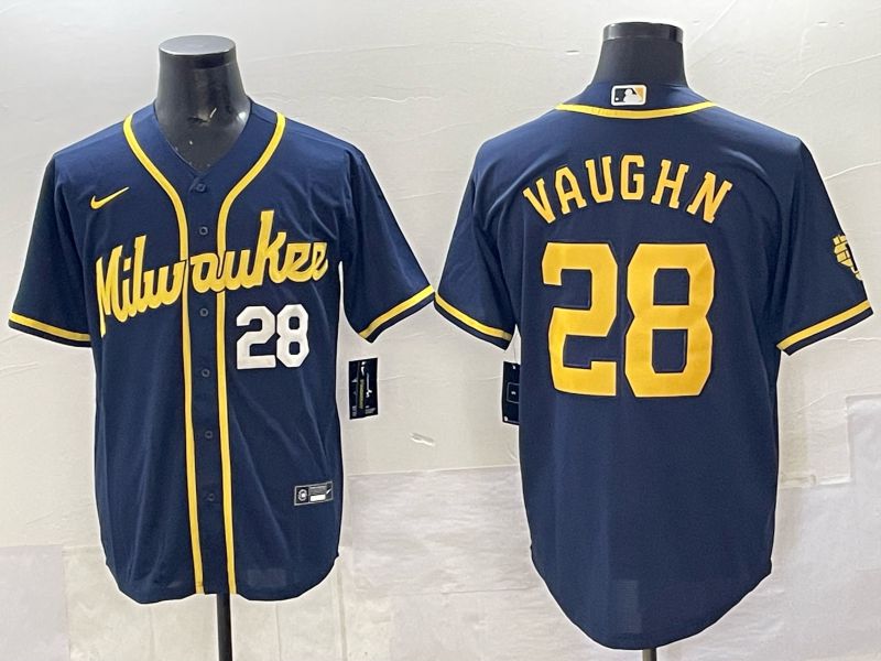 Men Milwaukee Brewers #28 Vaughn Drak Blue Nike MLB 2025 Jersey 02->milwaukee brewers->MLB Jersey